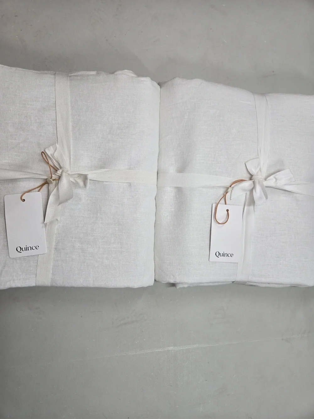 NWT QUINCE Set Of 2 48x96 European Linen True Blackout Curtains White 0463